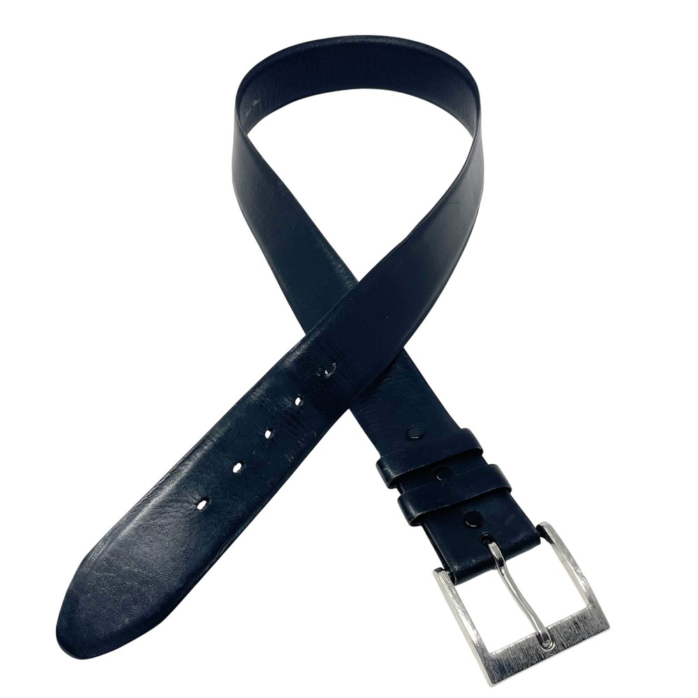 Copeland's Black Leather Belt Men's 36 Tanned Cowhide Silver Tone Buckle